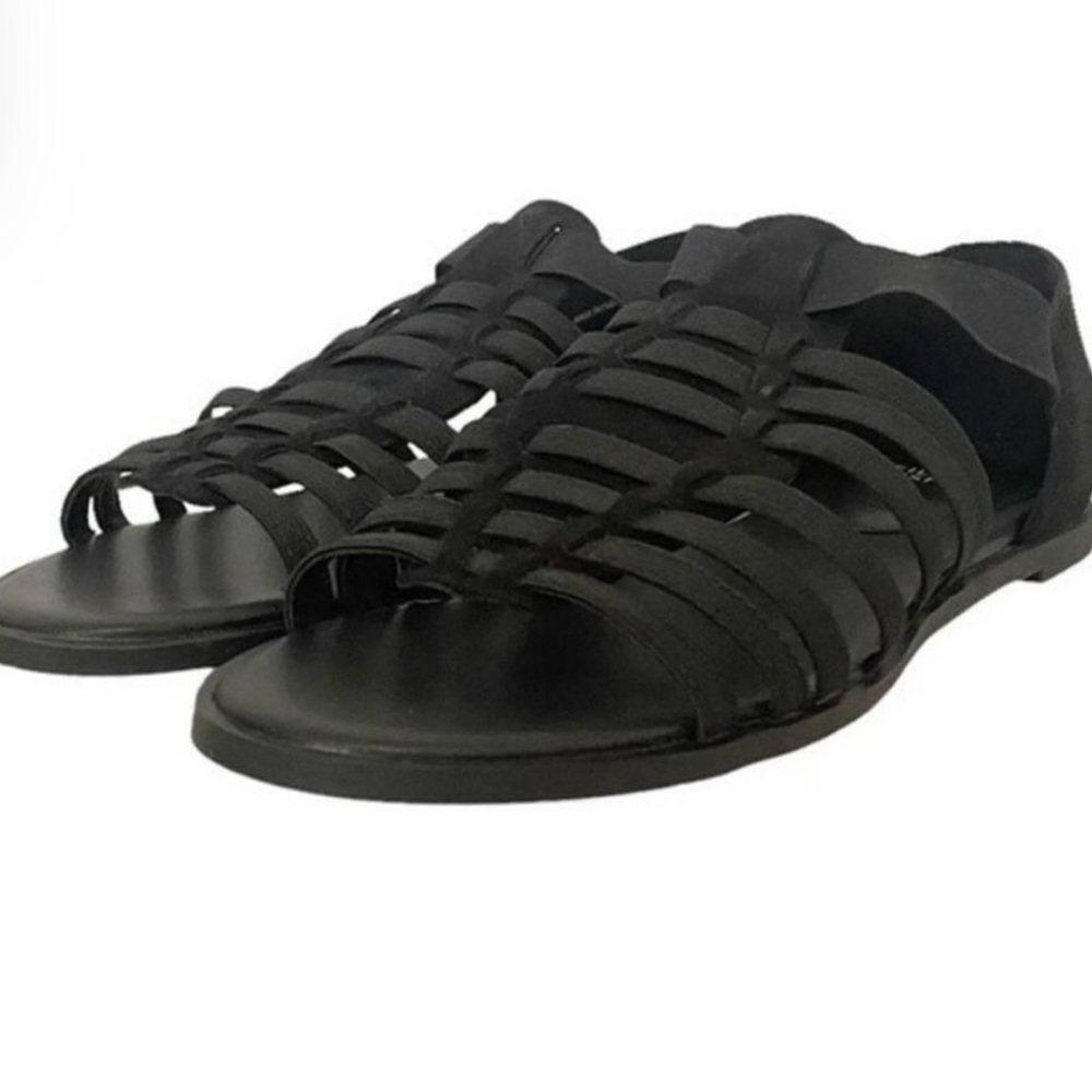 Eileen Fisher Rato Black Suede Fisherman Leather Sandal Women’s Size 5.5